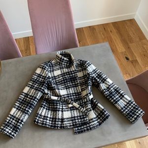 Banana republic coat with black and white checks